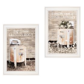 Trendy Decor 4U "Laundry Room" Framed Wall Art, Modern Home Decor 2 Piece Vignette for Living Room, Bedroom & Farmhouse Wall Decoration by Lori Deiter