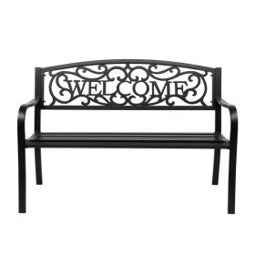 50" Outdoor Welcome Backrest Cast Iron&PVC Bench