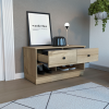 DEPOT E-SHOP Uranus Storage Bench, Two Drawers, Two Open Shelves, Light Oak