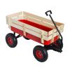 Outdoor Wagon All Terrain Pulling w/Wood Railing Air Tires Children Kid Garden