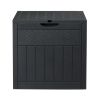 33gal Square Wood & Rattan Plastic Garden Storage Box Gray