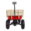 Outdoor Wagon All Terrain Pulling w/Wood Railing Air Tires Children Kid Garden