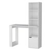 Peterson Computer Desk with 4-Tier Bookcase and 1-Door Cabinet White