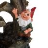 8.3x4.7x13.8" Decorative Woodland Gnome Water Fountain with LED Light, Brown