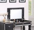 Traditional Formal Black Color Vanity Set w Stool Storage Drawers 1pc Bedroom Furniture Set Tufted Seat Stool