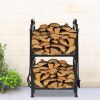 Outdoor Log Rack Firewood Storage Rack Outdoor, 2 Tier Outdoor Firewood Racks Log Holder with 4 Tools