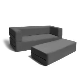 Jaxx Zipline Big Kids Modular Sofa & Ottoman (Material: Microsuede, Color: Charcoal)