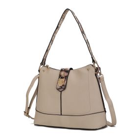 MKF Collection Ezra Snake embossed Vegan Leather Women Shoulder Handbag by Mia K (Material: Vegan Leather, Color: Beige)