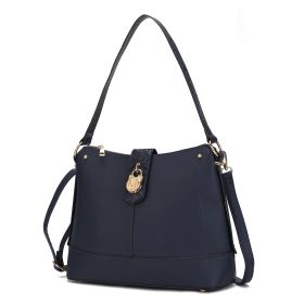 MKF Collection Ezra Snake embossed Vegan Leather Women Shoulder Handbag by Mia K (Material: Vegan Leather, Color: Navy)