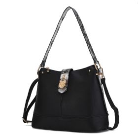 MKF Collection Ezra Snake embossed Vegan Leather Women Shoulder Handbag by Mia K (Material: Vegan Leather, Color: Black)