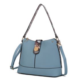 MKF Collection Ezra Snake embossed Vegan Leather Women Shoulder Handbag by Mia K (Material: Vegan Leather, Color: Denim)