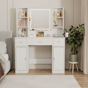 Newly designed smart mirror dressing table with drawers and storage cabinet, dressing table with dressing pad for bedroom, dressing room (Color: as Pic)