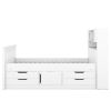 Twin Size Captain Platform Bed Frame with Storage Bookcases and Shelves,Four Drawers