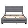 Queen Upholstered Platform Bed with Twin Size Trundle and Two Drawers