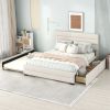 Queen Upholstered Platform Bed with Twin Size Trundle and Two Drawers